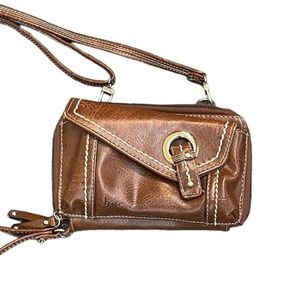 boc Vegan Leather Crossbody/Wristlet Brown